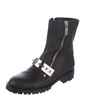 Alexander McQueen Spike Accents Leather Combat Boots