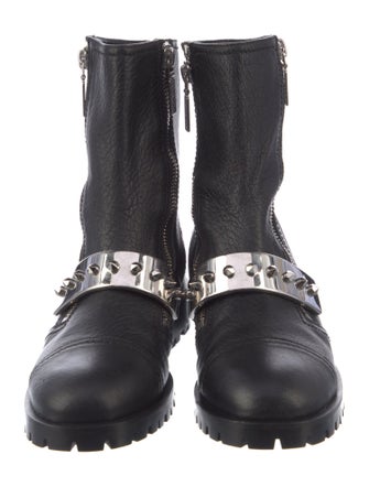 Alexander McQueen Spike Accents Leather Combat Boots