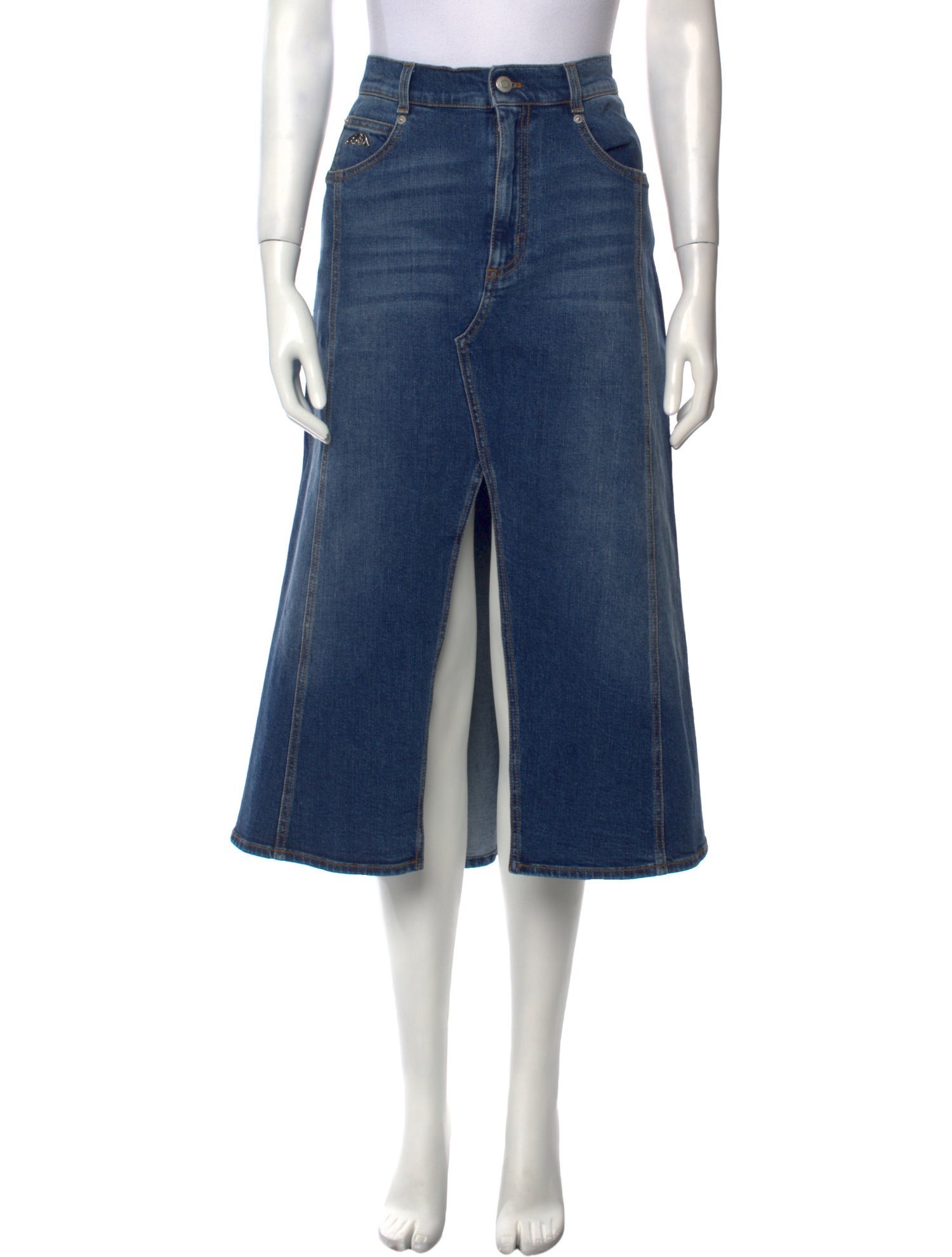 Alexander McQueen Leather Trim Embellishment Midi Length Skirt