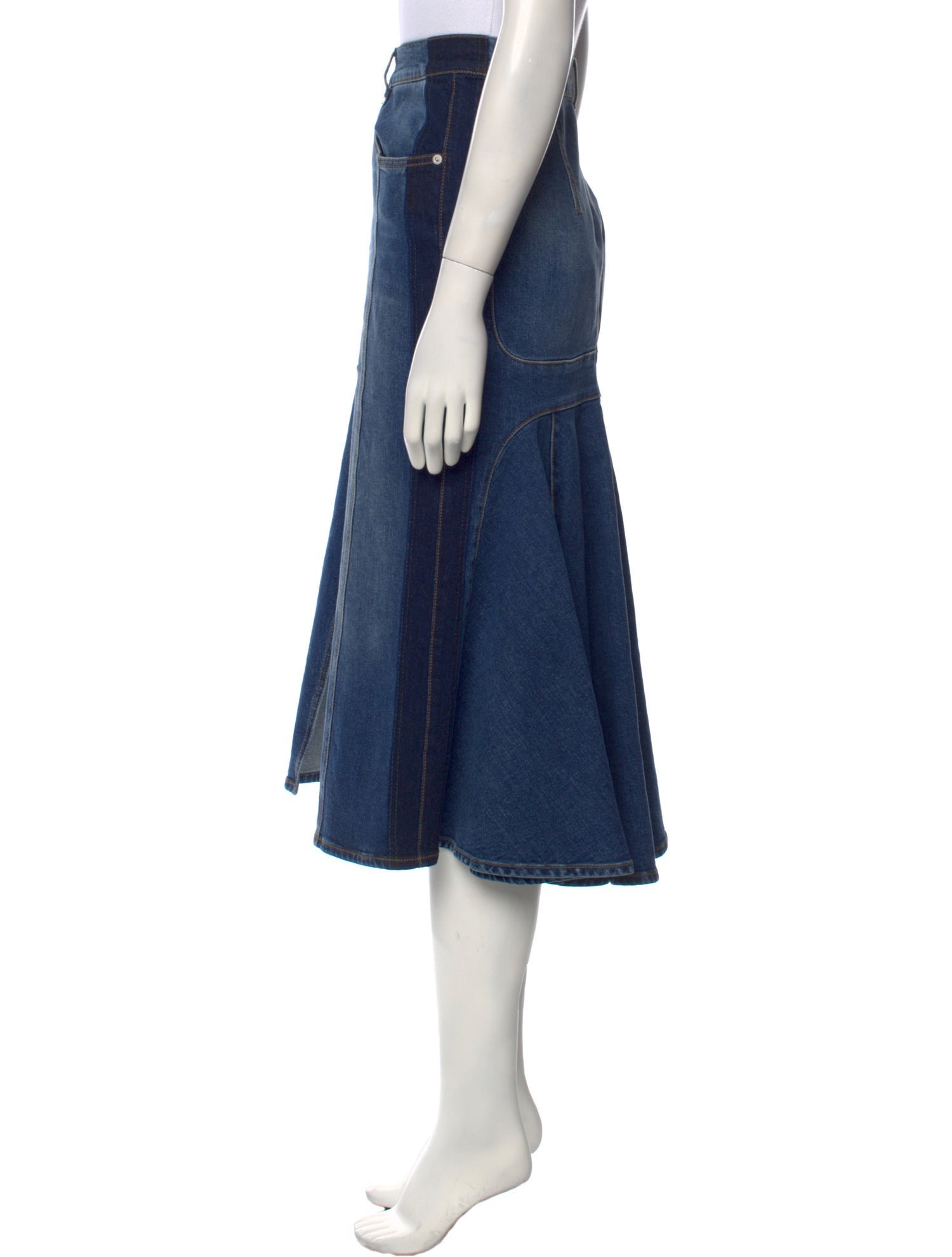 Alexander McQueen Leather Trim Embellishment Midi Length Skirt