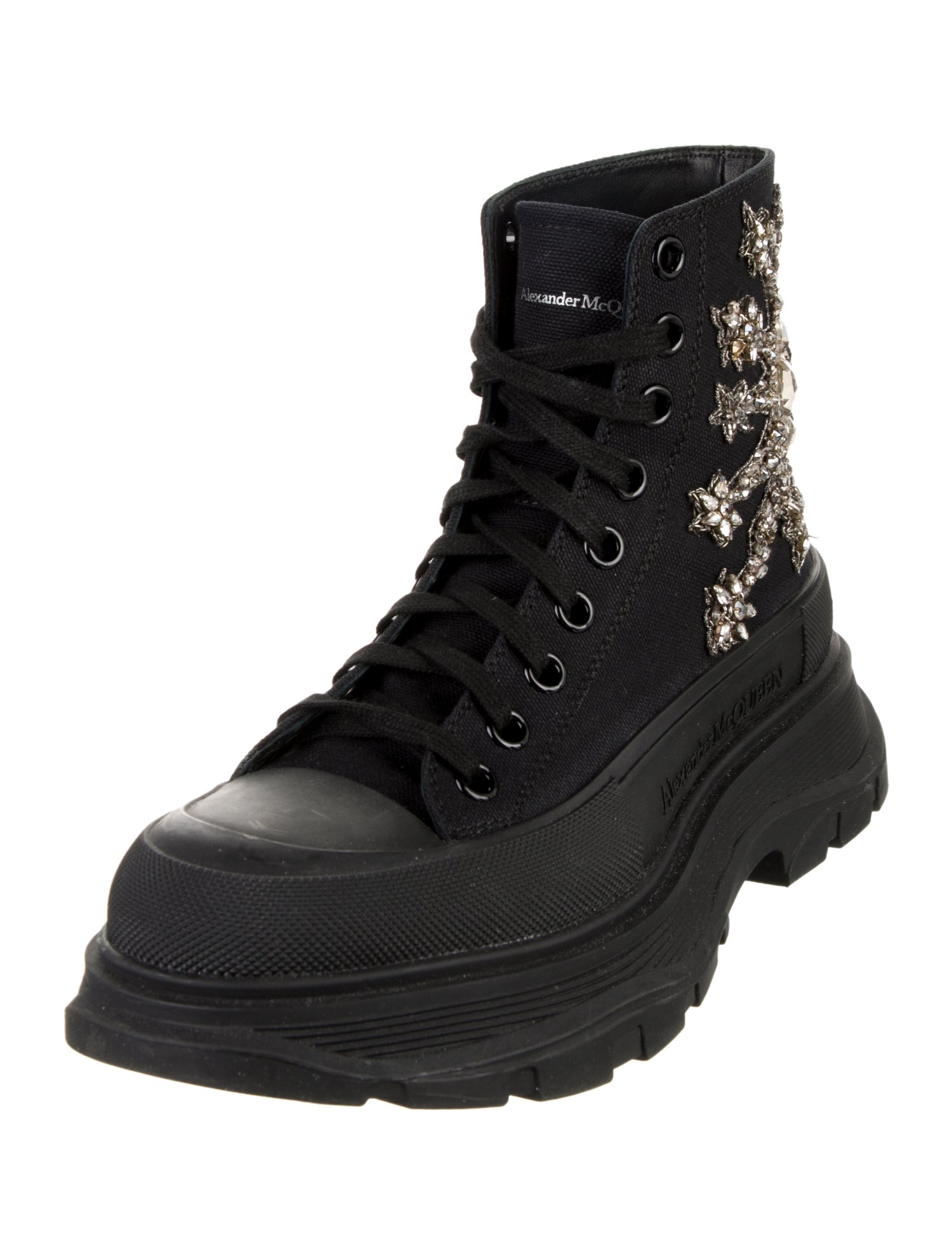 Alexander McQueen Canvas Crystal Embellishments Sneakers