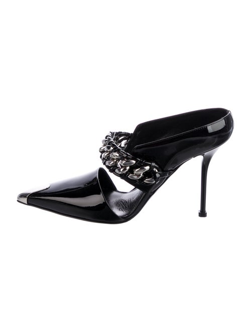 Alexander McQueen Patent Leather Chain-Link Accents Mules