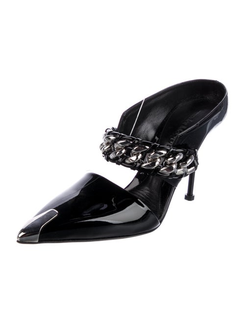 Alexander McQueen Patent Leather Chain-Link Accents Mules