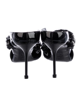 Alexander McQueen Patent Leather Chain-Link Accents Mules