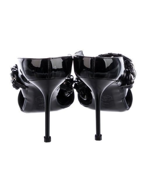 Alexander McQueen Patent Leather Chain-Link Accents Mules