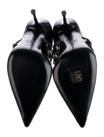 Alexander McQueen Patent Leather Chain-Link Accents Mules