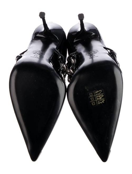 Alexander McQueen Patent Leather Chain-Link Accents Mules
