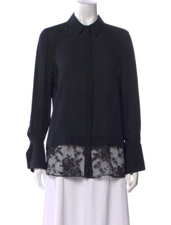 Alexander McQueen Silk Long Sleeve Button-Up Top