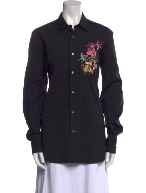 Alexander McQueen Graphic Print Long Sleeve Button-Up Top