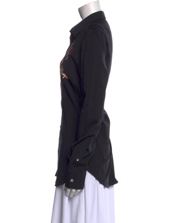 Alexander McQueen Graphic Print Long Sleeve Button-Up Top