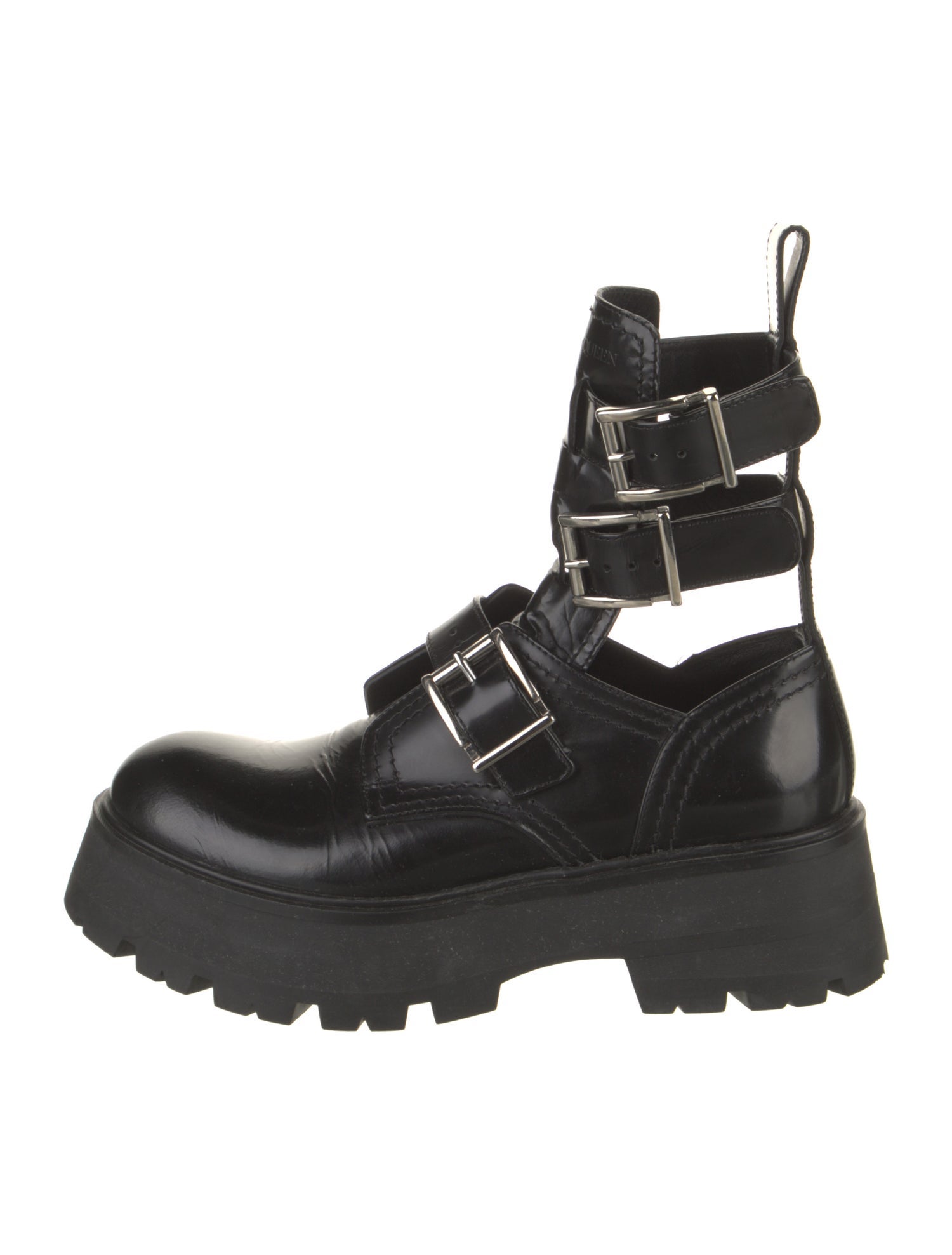 Alexander McQueen Leather Cutout Accent Combat Boots
