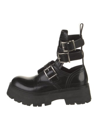 Alexander McQueen Leather Cutout Accent Combat Boots
