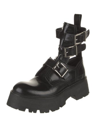 Alexander McQueen Leather Cutout Accent Combat Boots