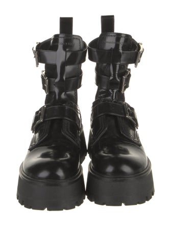 Alexander McQueen Leather Cutout Accent Combat Boots
