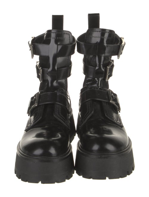 Alexander McQueen Leather Cutout Accent Combat Boots