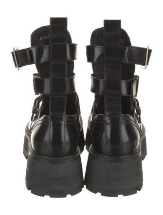 Alexander McQueen Leather Cutout Accent Combat Boots