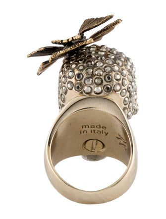 Alexander McQueen Crystal Butterfly Skull Cocktail Ring