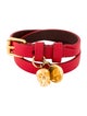 Alexander McQueen Leather Skull Charm Double Wrap Bracelet