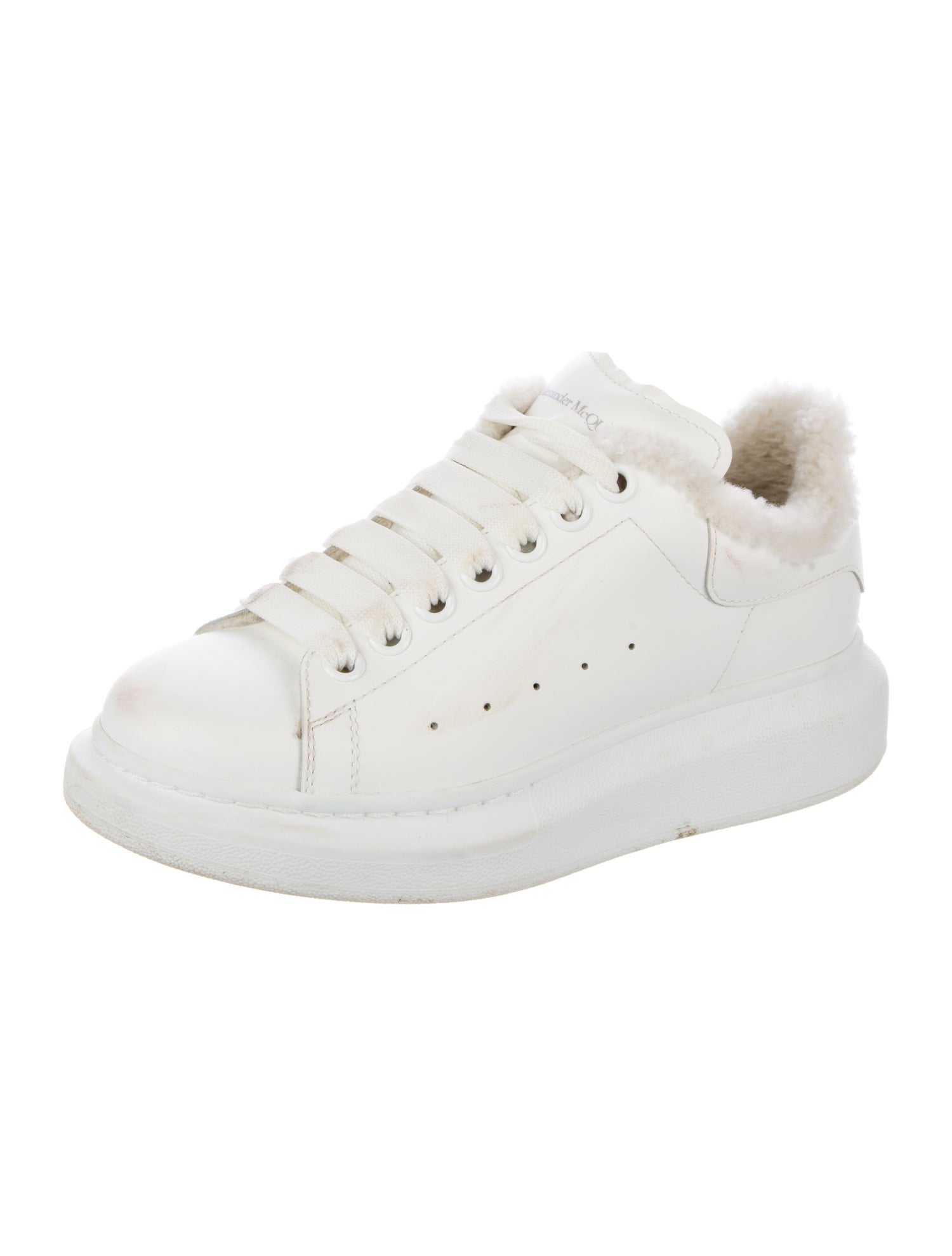Alexander McQueen Leather Fur Trim Sneakers