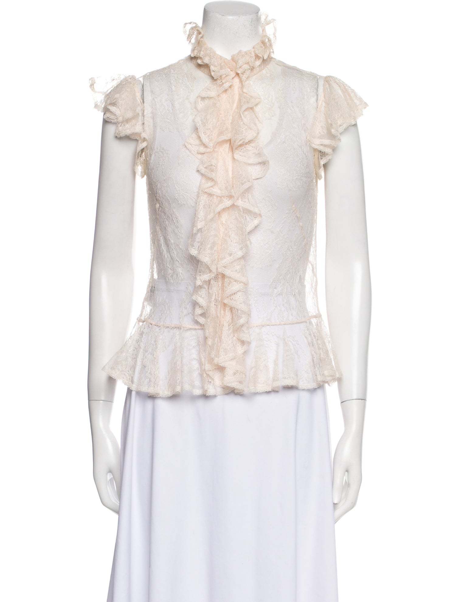 Alexander McQueen Silk Mock Neck Blouse