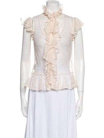 Alexander McQueen Silk Mock Neck Blouse