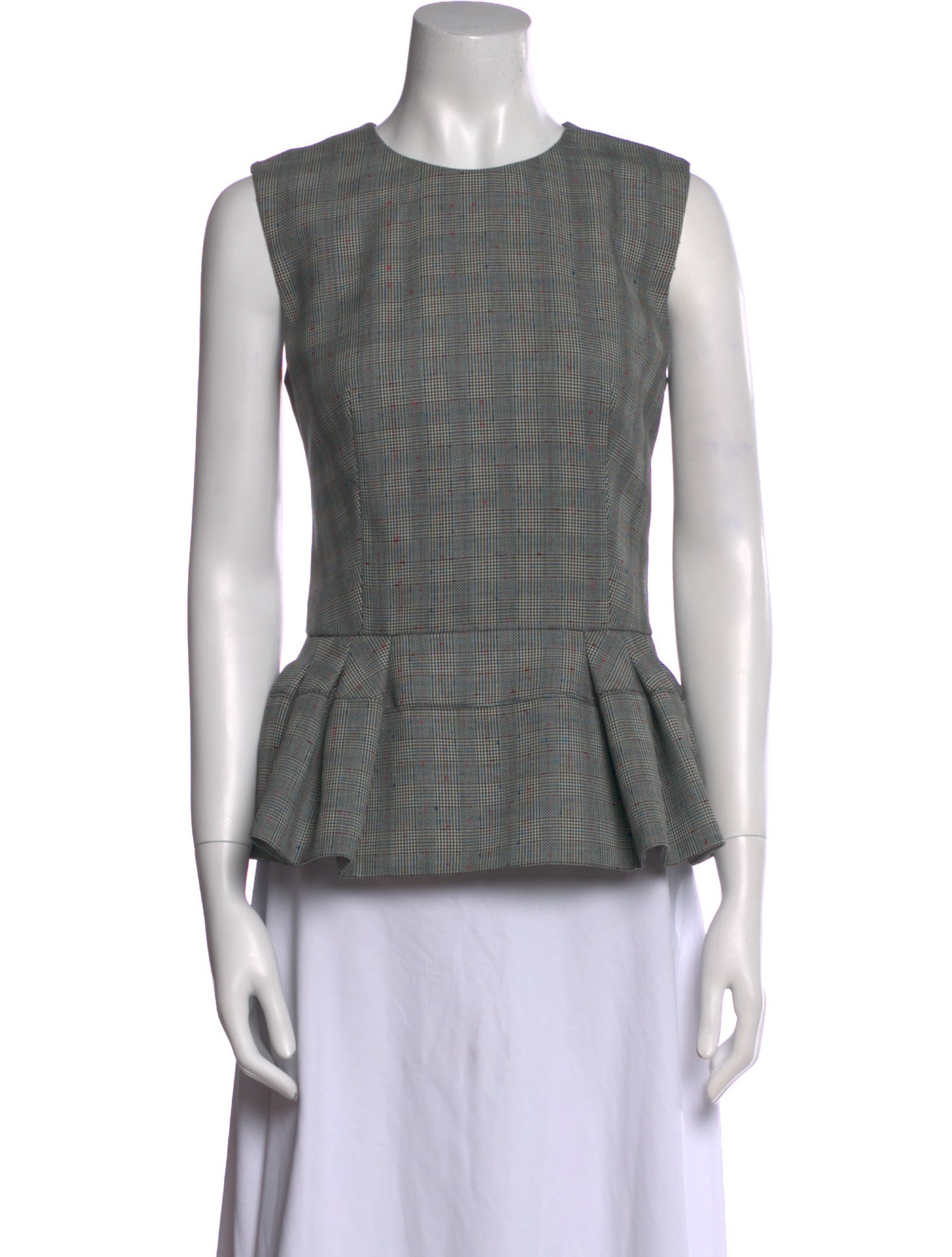 Alexander McQueen Wool Plaid Print Top