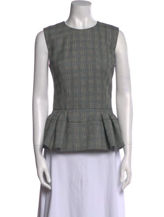 Alexander McQueen Wool Plaid Print Top