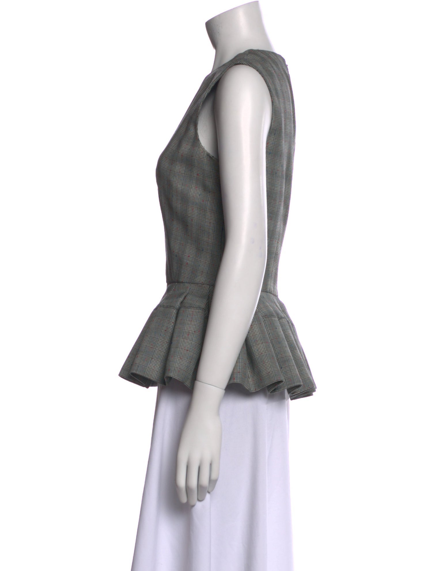 Alexander McQueen Wool Plaid Print Top