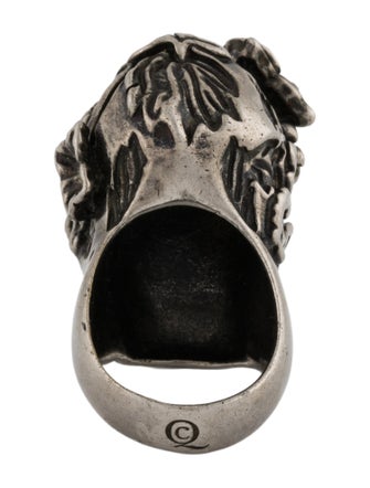 Alexander McQueen Crystal Flower & Leaf Skull Cocktail Ring