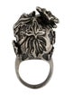 Alexander McQueen Crystal Flower & Leaf Skull Cocktail Ring