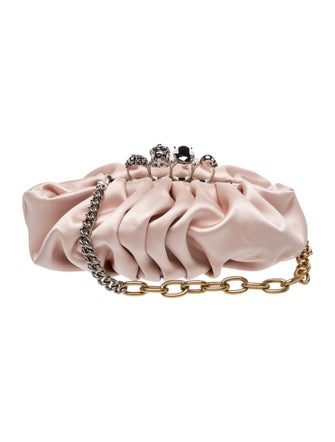 Alexander McQueen Satin Knuckle Skull Clutch
