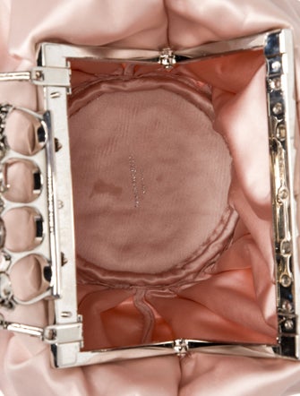 Alexander McQueen Satin Knuckle Skull Clutch