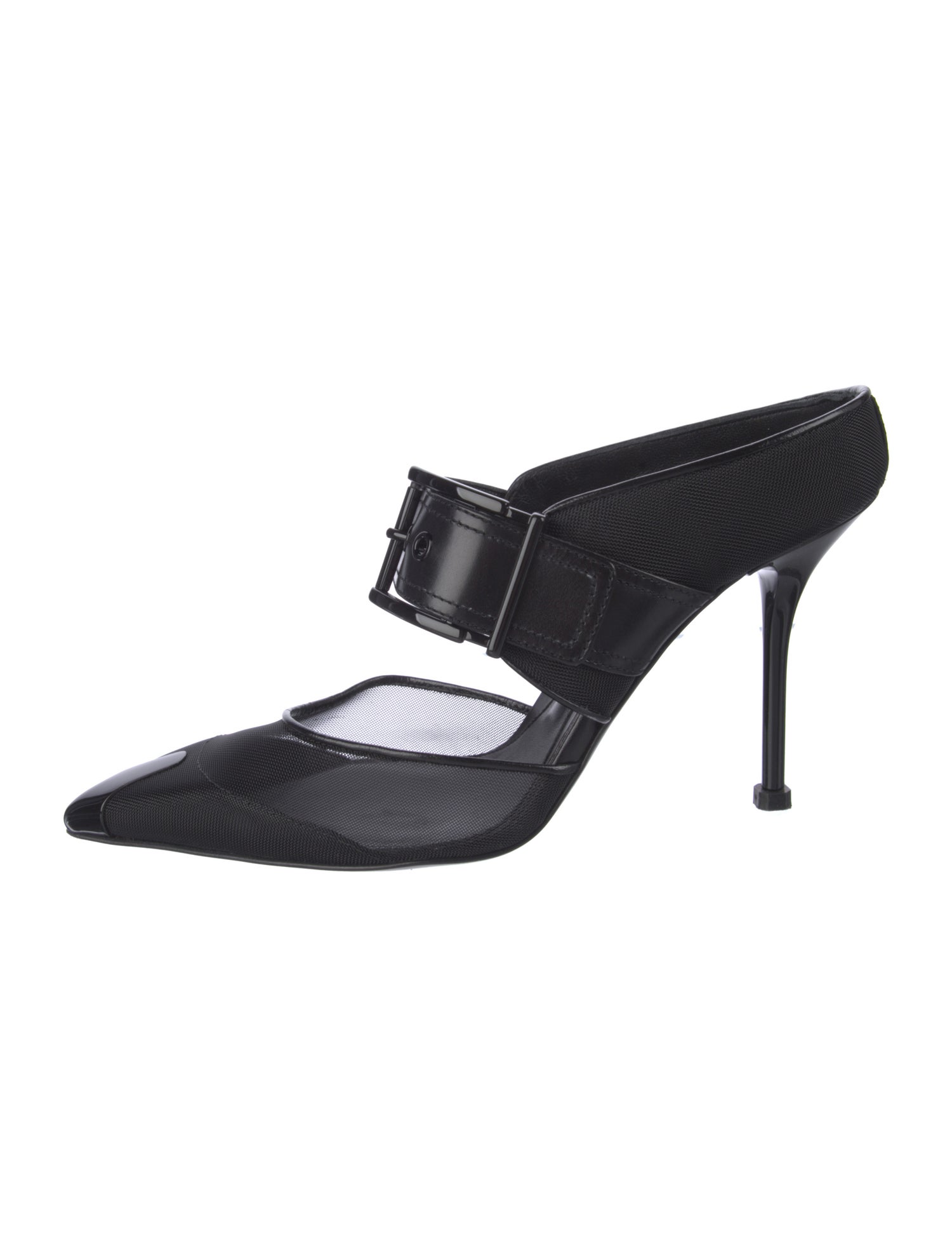 Alexander McQueen Mesh Leather Trim Embellishment Mules