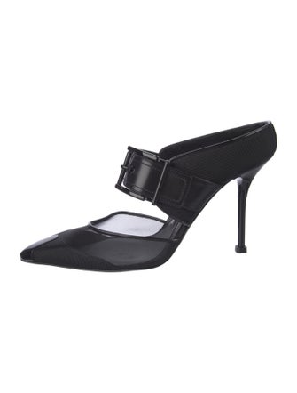 Alexander McQueen Mesh Leather Trim Embellishment Mules