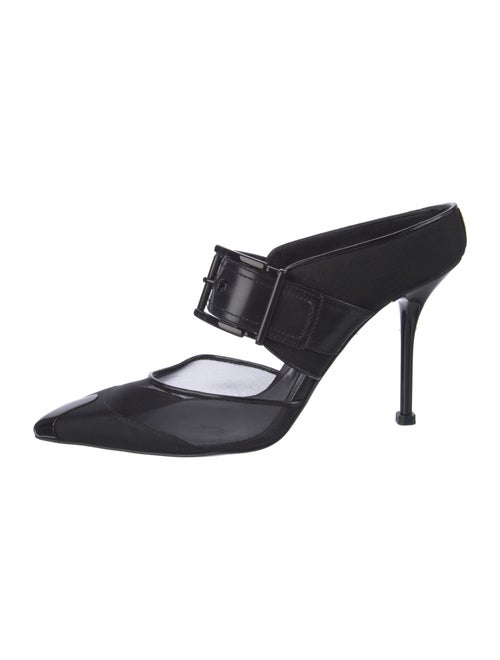 Alexander McQueen Mesh Leather Trim Embellishment Mules