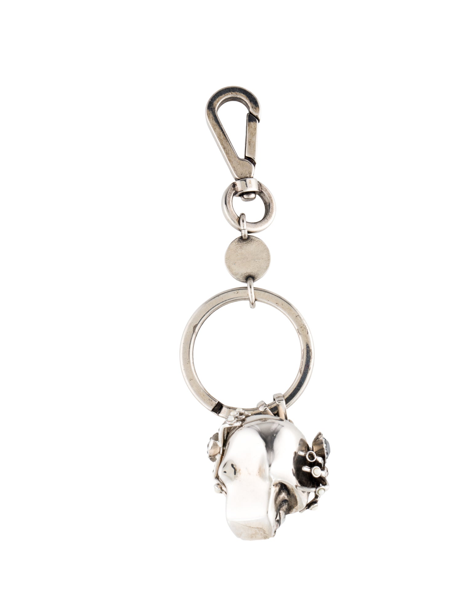Alexander McQueen Silver Metal Crystal Keychain