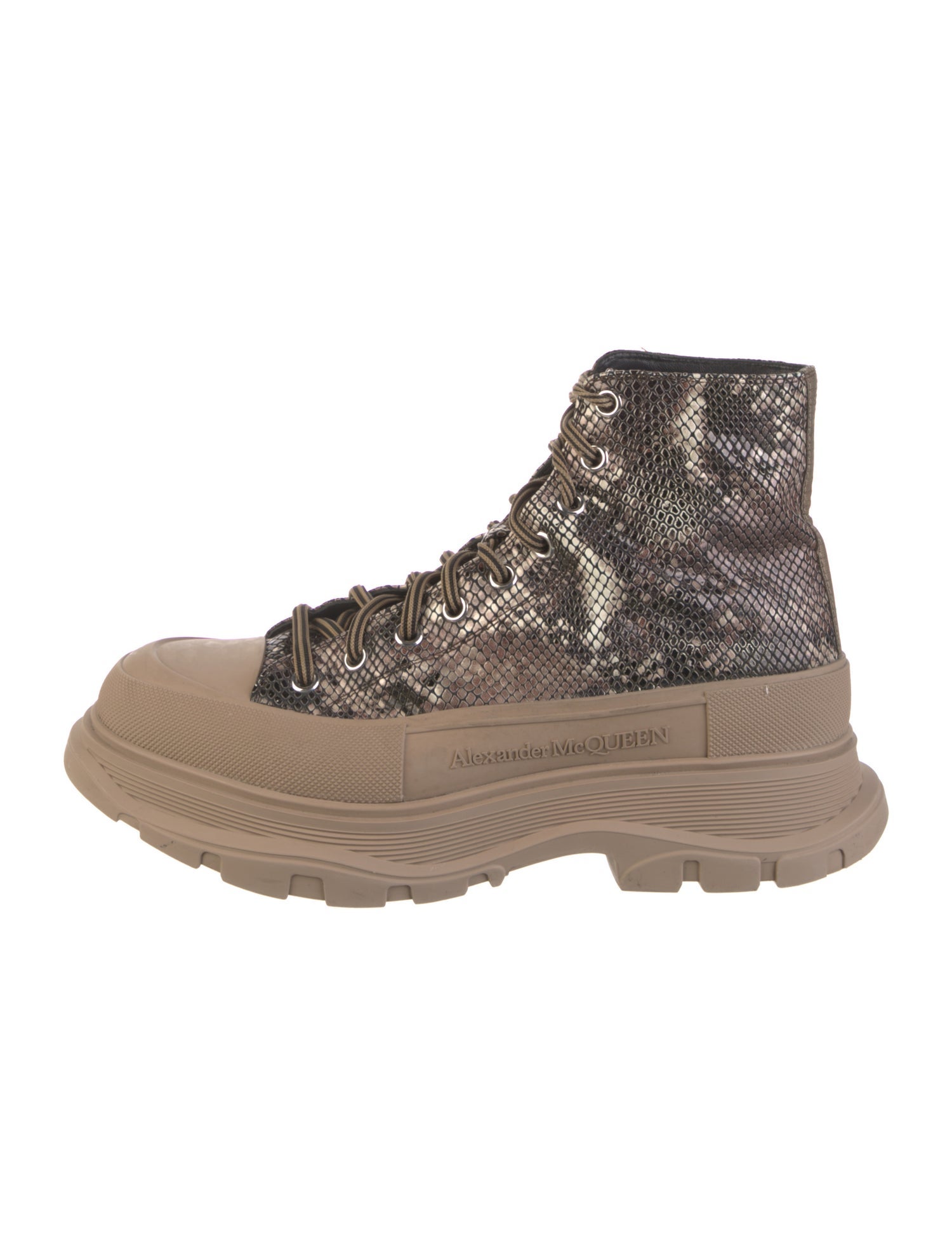 Alexander McQueen Leather Printed Lace-Up Boots