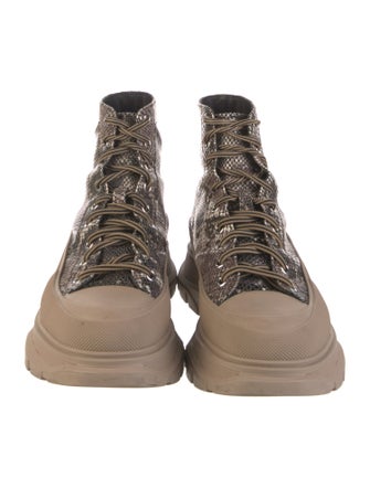 Alexander McQueen Leather Printed Lace-Up Boots