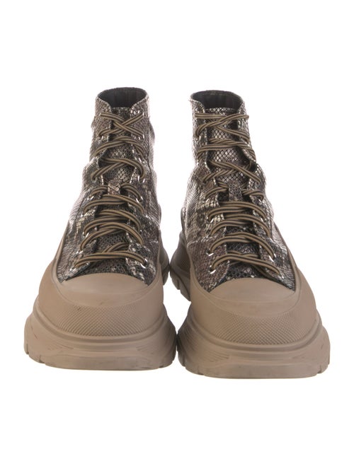 Alexander McQueen Leather Printed Lace-Up Boots