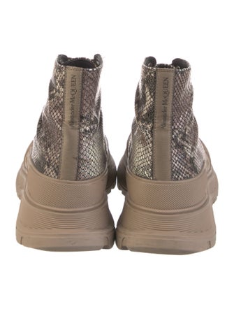 Alexander McQueen Leather Printed Lace-Up Boots