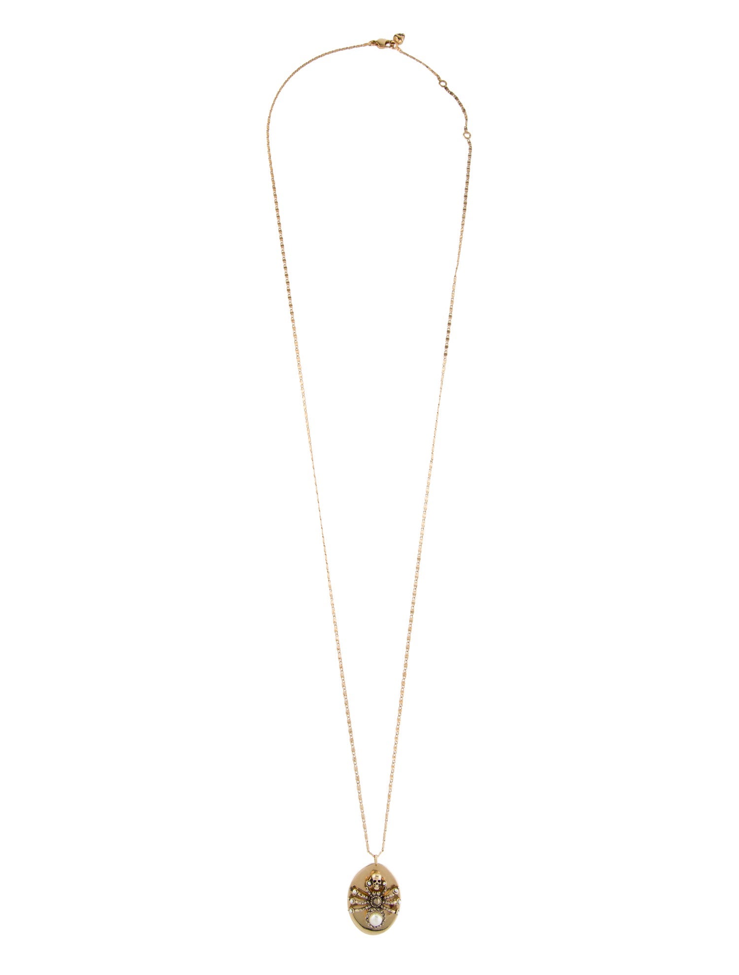 Alexander McQueen Faux Pearl & Crystal Spider Pendant Necklace