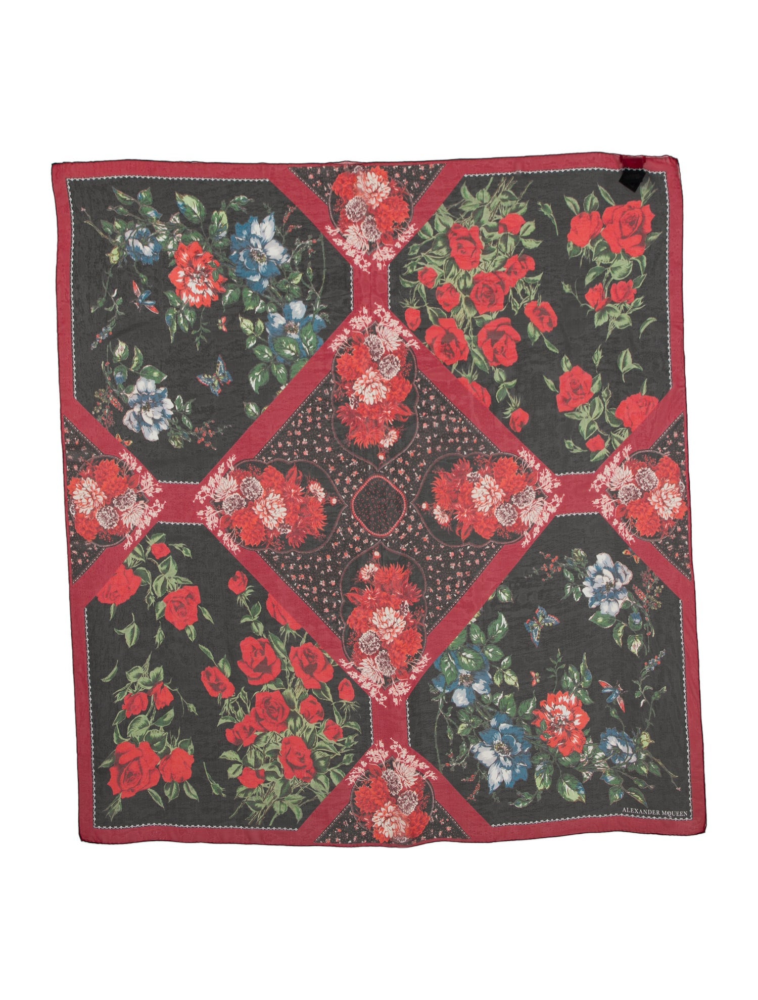 Alexander McQueen Silk Floral Print Scarf w/ Tags