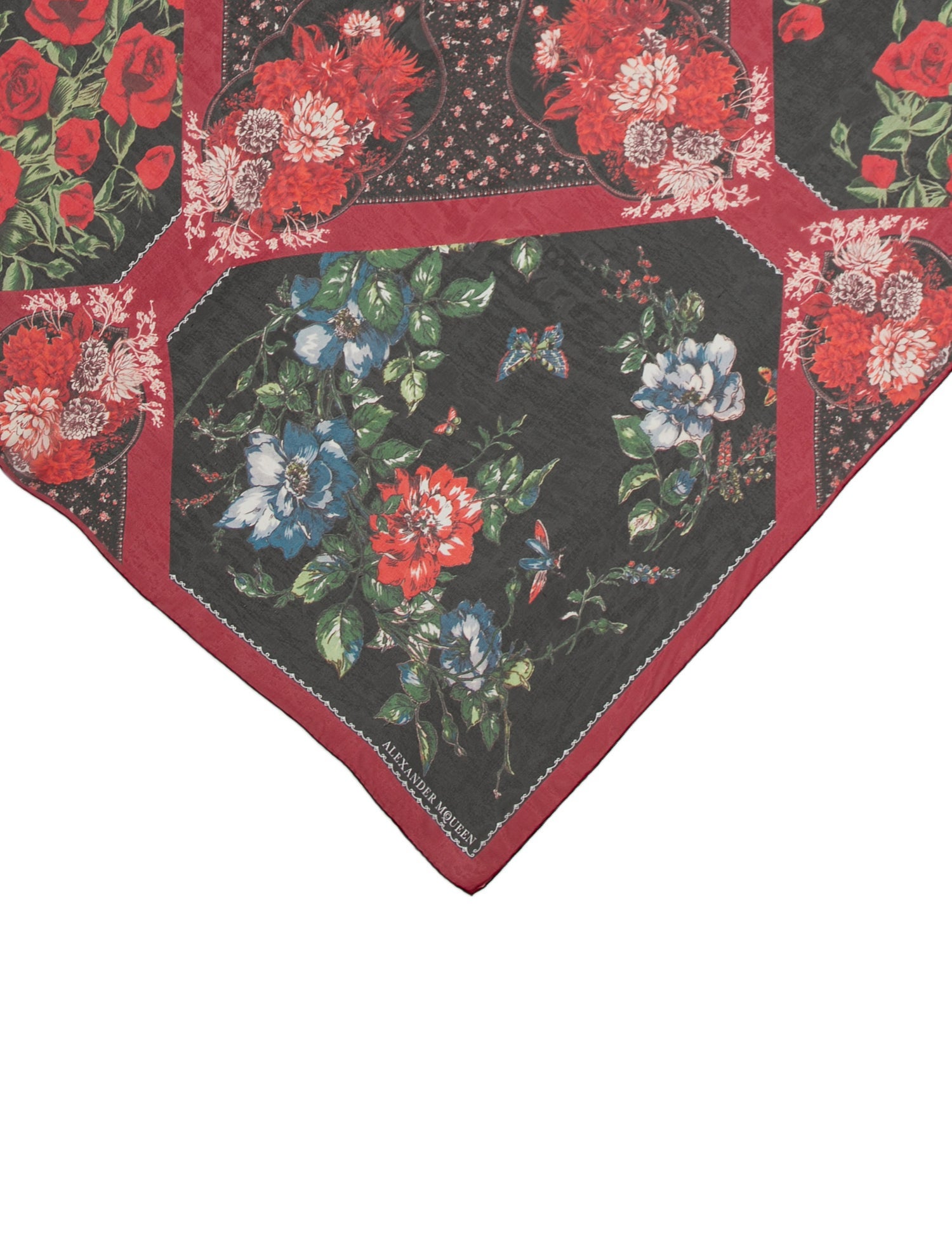 Alexander McQueen Silk Floral Print Scarf w/ Tags