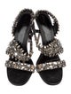 Alexander McQueen Leather Crystal Embellishments Slingback Sandals