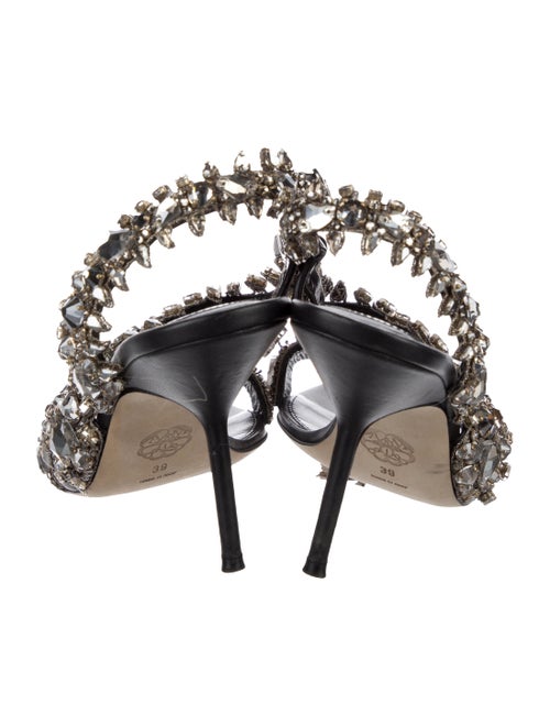Alexander McQueen Leather Crystal Embellishments Slingback Sandals