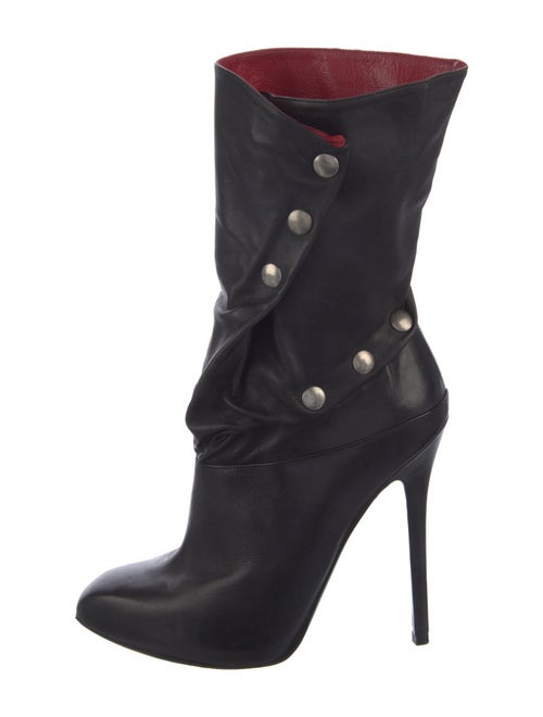 McQ Alexander McQueen Leather Studded Accents Moto Boots