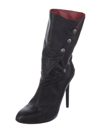 McQ Alexander McQueen Leather Studded Accents Moto Boots