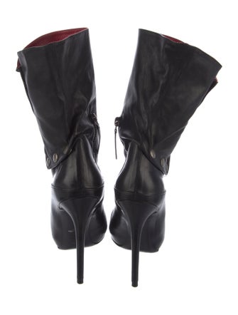 McQ Alexander McQueen Leather Studded Accents Moto Boots