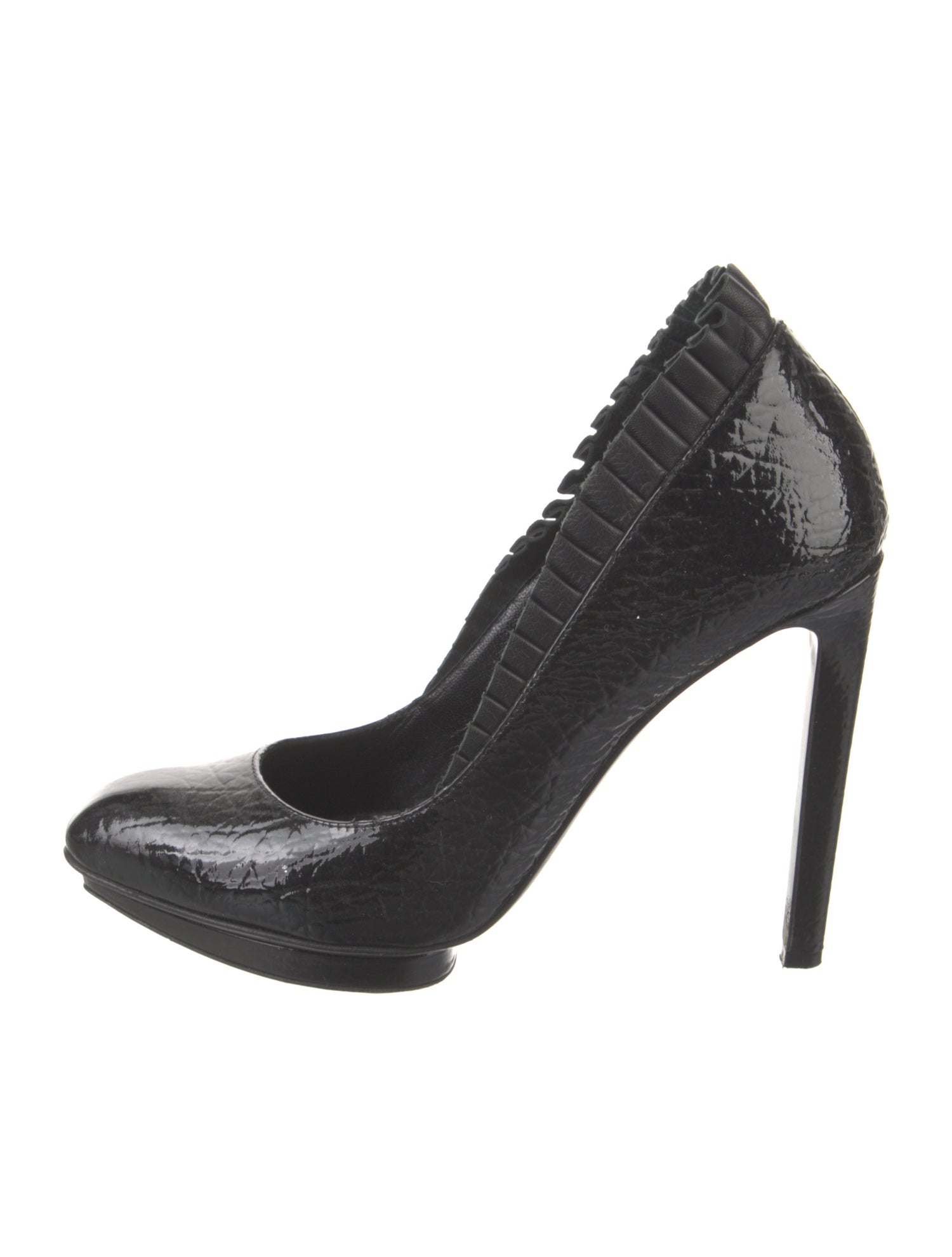 Alexander McQueen Patent Leather Ruffle Embellishment Pumps