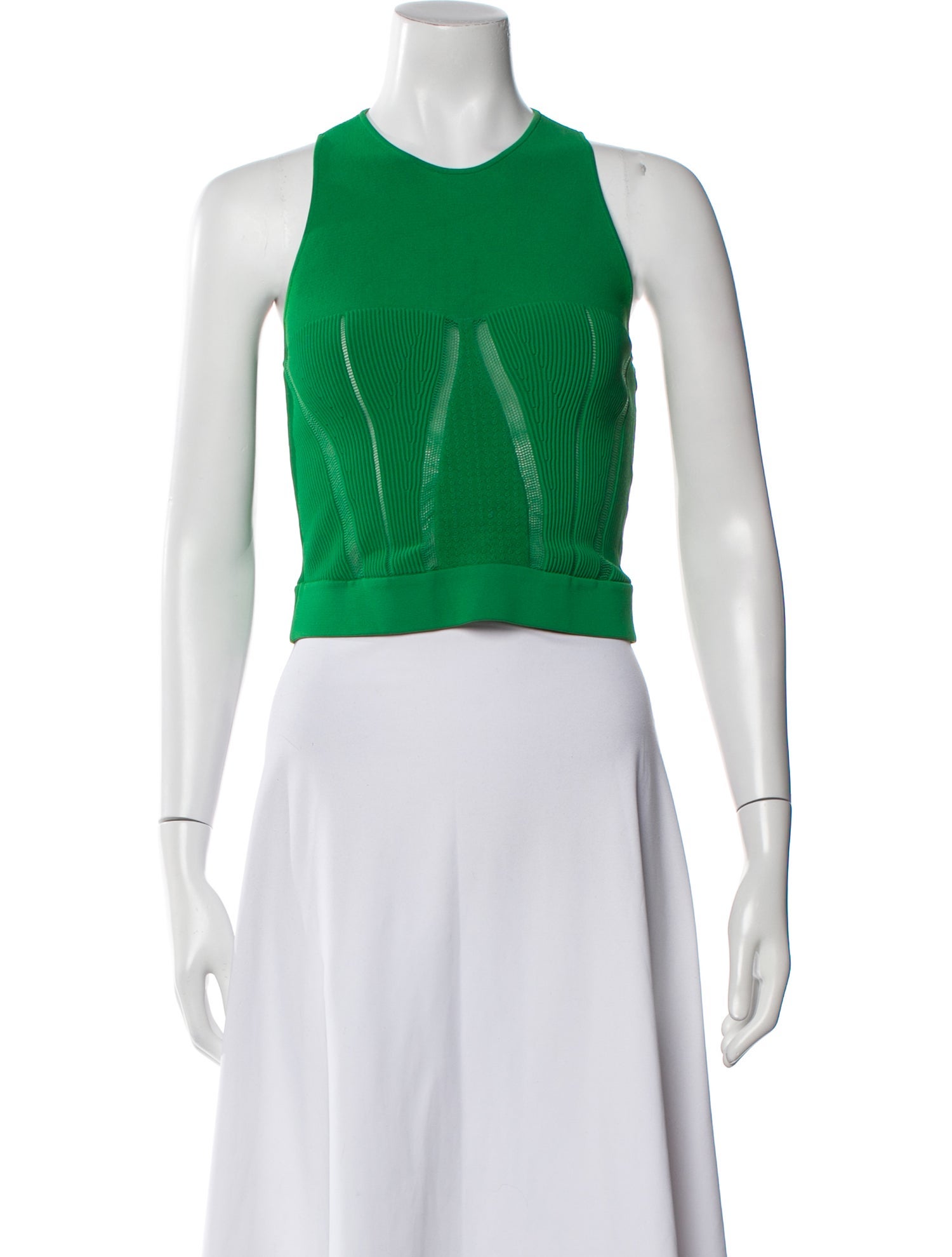 Alexander McQueen Crew Neck Sleeveless Crop Top
